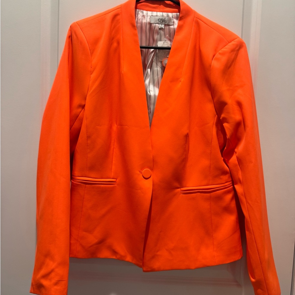 Ovi Bright Orange Single-Button Blazer
